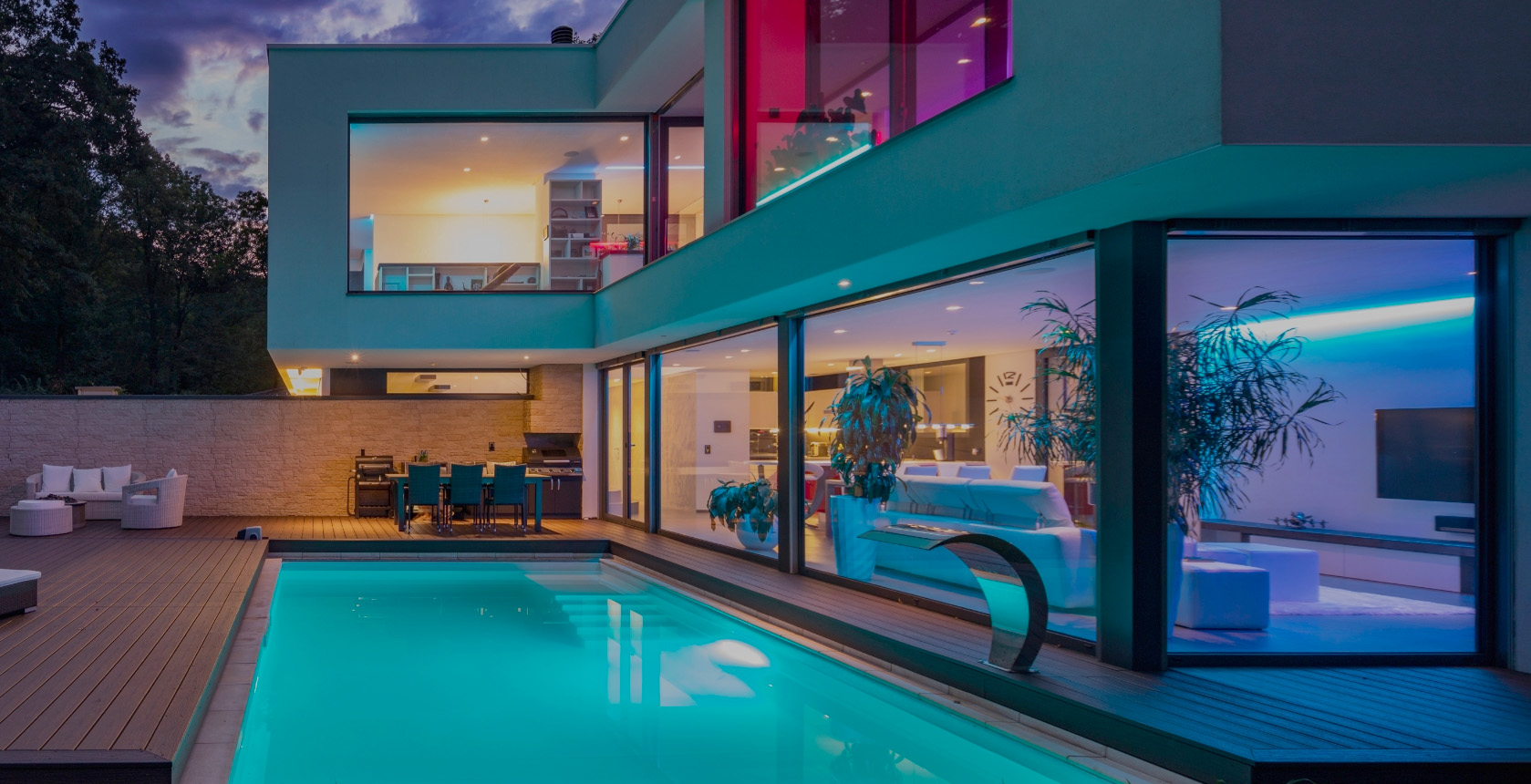 outside lighting with swimming pool