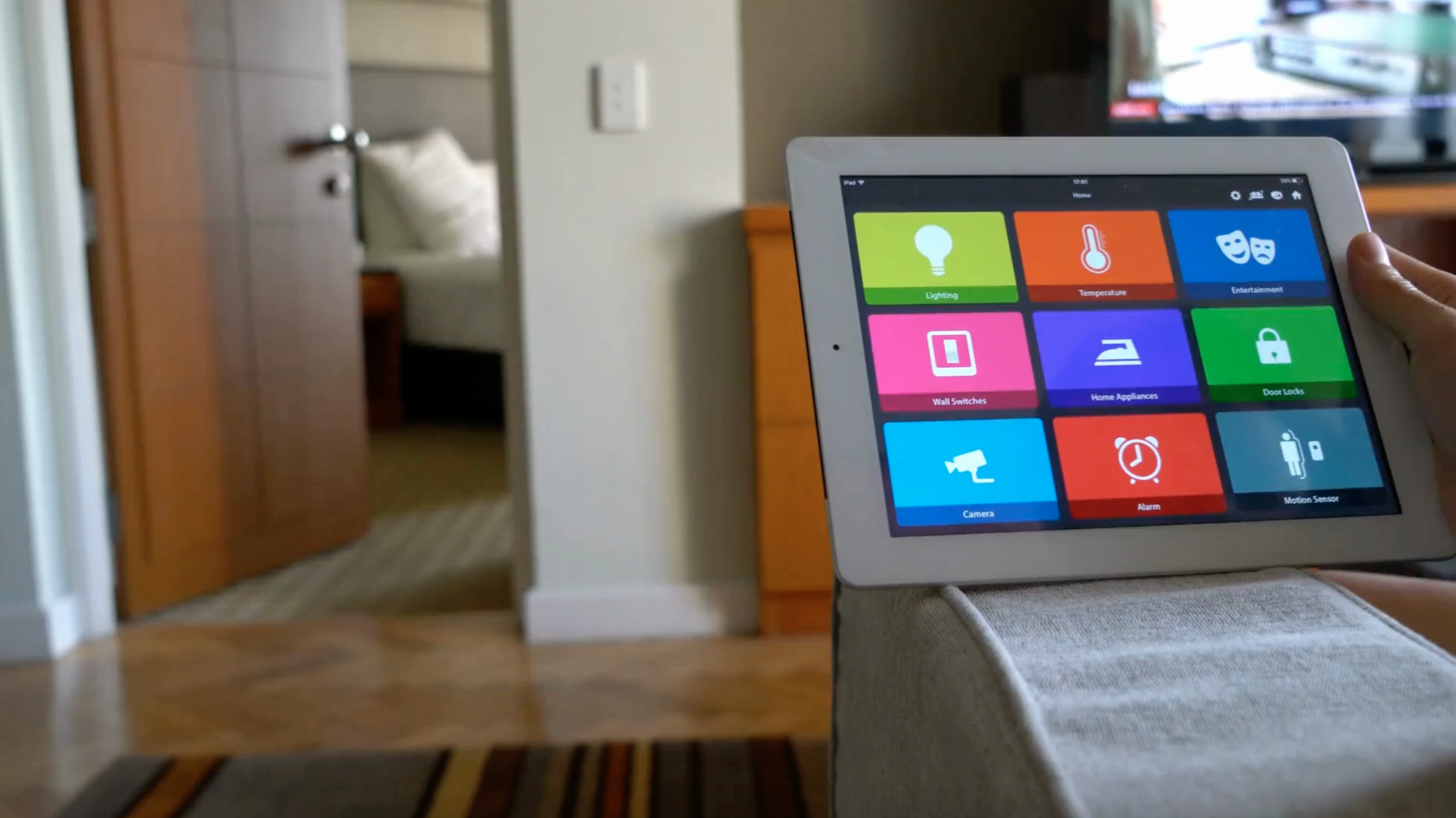 tablet showing smart home features
